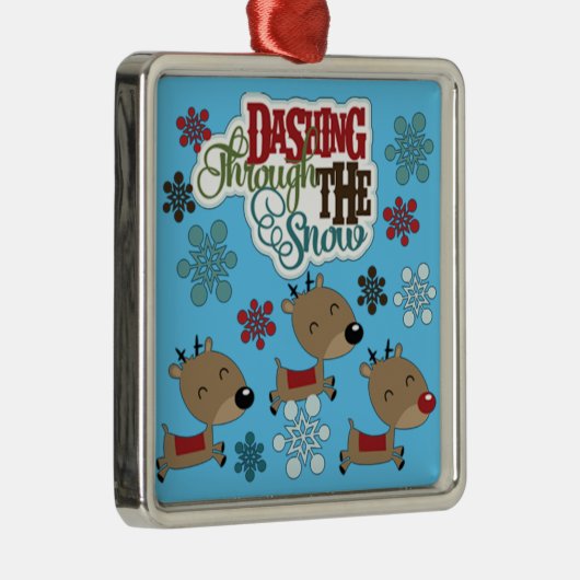 Dashing gooit de sneeuw metalen ornament (Rechts)