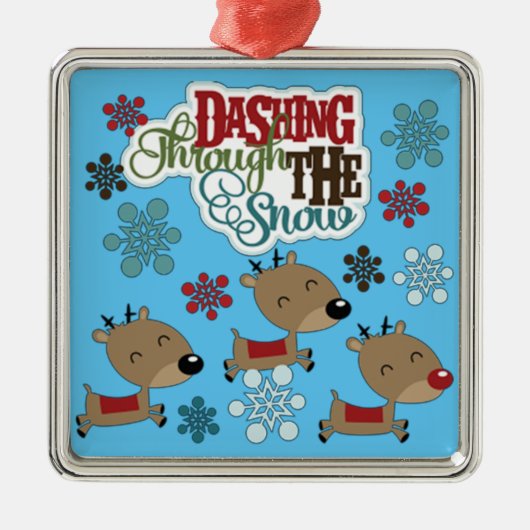 Dashing gooit de sneeuw metalen ornament (Voorkant)