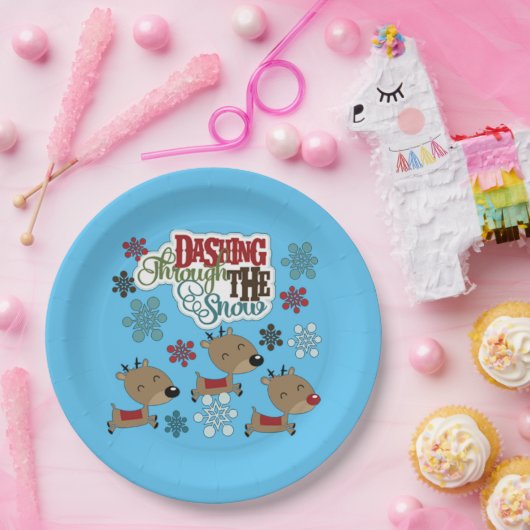 Dashing gooit de sneeuw papieren bordje (Feest)