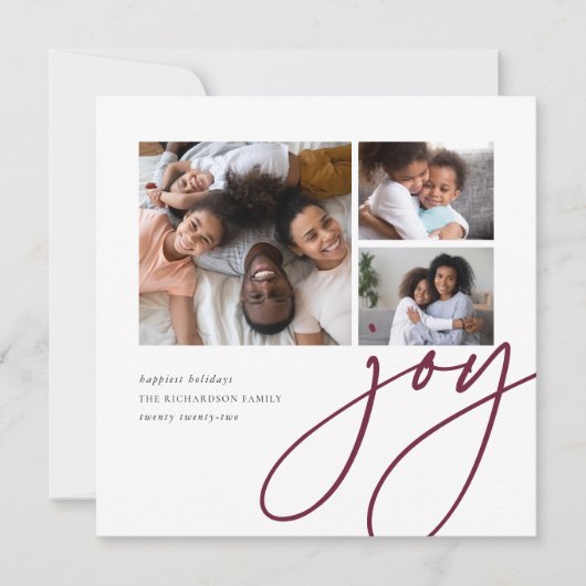 Dashing script | 3 Foto Collage Holiday Kaart (Voorkant)