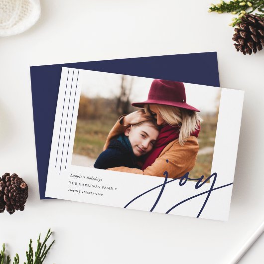 Dashing script | Joy | Horizontale foto Feestdagenkaart