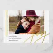 Dashing script | Joy | Horizontale foto Folie Feestdagenkaart (Voorkant)