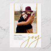 Dashing script | Joy | Verticale foto-Folie feestd Folie Feestdagenkaart (Voorkant)