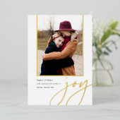 Dashing script | Joy | Verticale foto Folie Feestdagenkaart (Staand Voorkant)