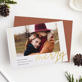Dashing script | Merry | Horizontale foto Folie Feestdagenkaart
