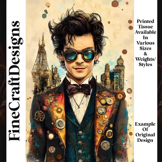 Dashing Steampunk Man Outfit P6 Decoupage Tissuepapier