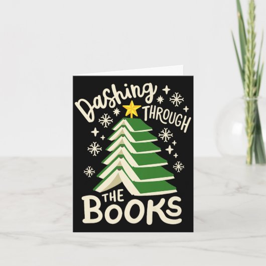 Dashing Through The Books Christmas Book Lovers Me Kaart (Voorkant)