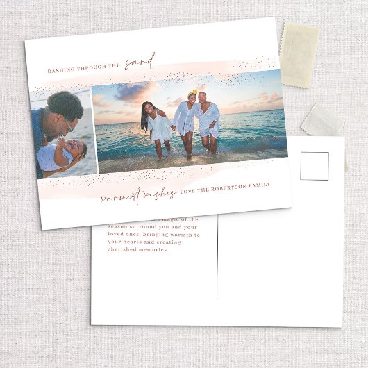 Dashing Through the Sand Holiday Photo Briefkaart