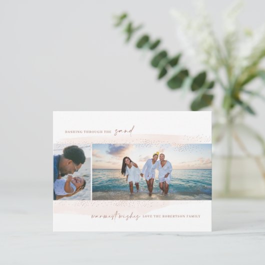 Dashing Through the Sand Holiday Photo Briefkaart (Staand voorkant)