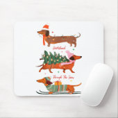 Dashing Through The Snow Christmas Wiener Dog Holi Muismat (Met muis)