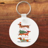 Dashing Through The Snow Christmas Wiener Dog Holi Sleutelhanger (Voorkant)