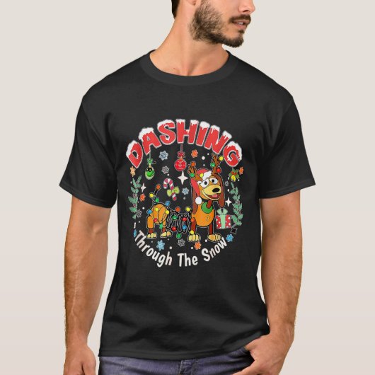 Dashing Through The Snow, Dog Christmas, Funny Chr T-shirt (Voorkant)