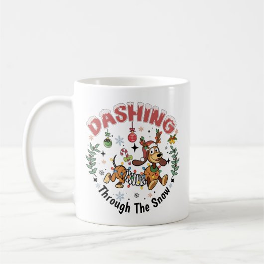Dashing Through the Snow Funny Dachshund Dog Xmas Koffiemok (Links)