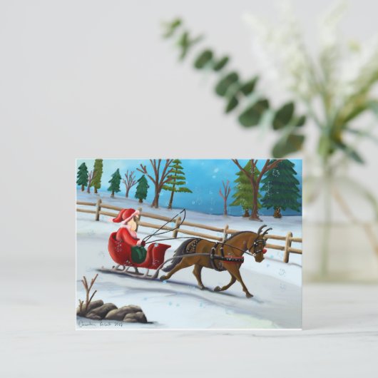 Dashing Through the Snow Postcard Feestdagenkaart (Staand voorkant)