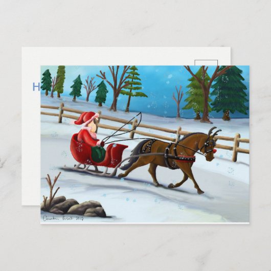 Dashing Through the Snow Postcard Feestdagenkaart (Voorkant / Achterkant)