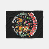 Dashing Through The Snow Slink Dog Christmas Fleece Deken (Voorkant (Horizontaal))