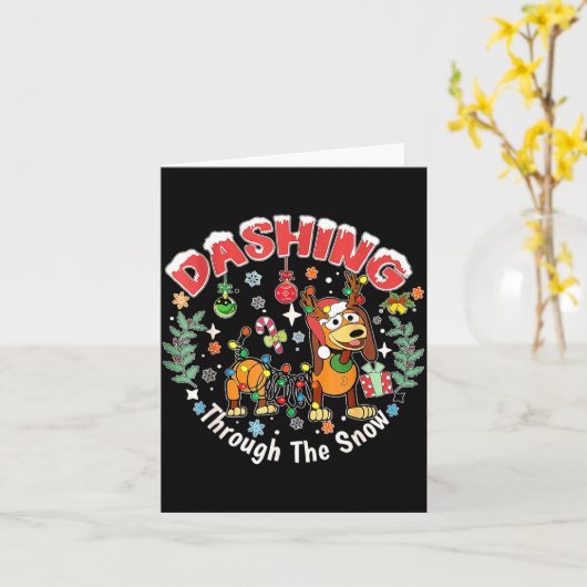 Dashing Through The Snow Slink Dog Christmas  Kaart (Gele Bloem)