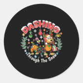 Dashing Through The Snow Slink Dog Christmas  Ronde Sticker (Voorkant)