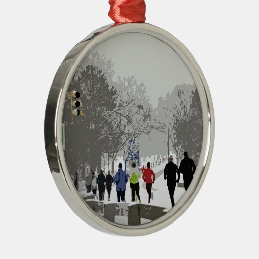 Dashing voor de Feestdagen Metalen Ornament (Rechts)