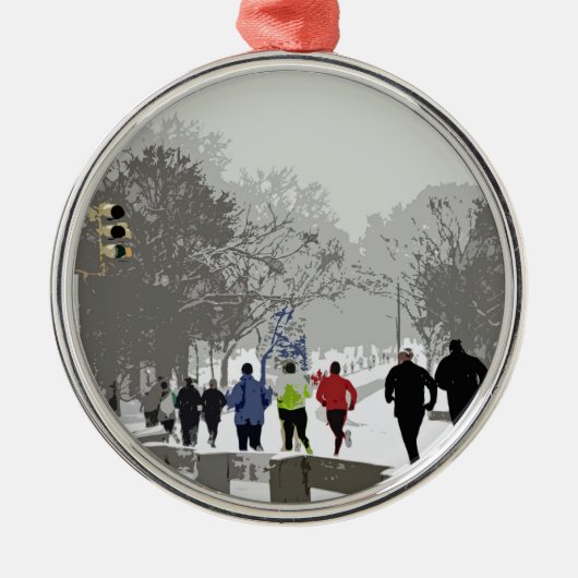 Dashing voor de Feestdagen Metalen Ornament (Voorkant)