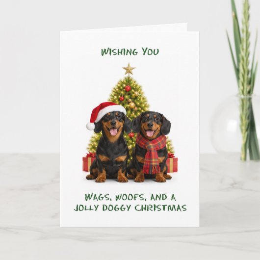 Dashond Honden Kerstmis Feestdagen Kaart (Voorkant)