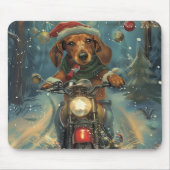 Dashond Krijdt Kerstmis met Motorfiets Muismat (Voorkant)