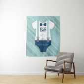 Dasje Baby Shower Achtergrond, Navy, Aqua Wandkleed (In situ)