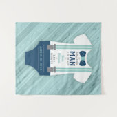 Dasje Baby Shower Achtergrond, Navy, Aqua Wandkleed (Voorkant (horizontaal))