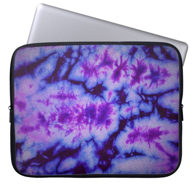 daskleurstof abstract in tinten blauw en paars lap laptop sleeve (Voorkant)