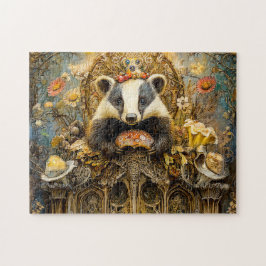 Dassen op een paddestoel troon in een fantasie scè legpuzzel