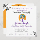 Dastar Bandi Ceremony Invitation Kaart (Voorkant / Achterkant)