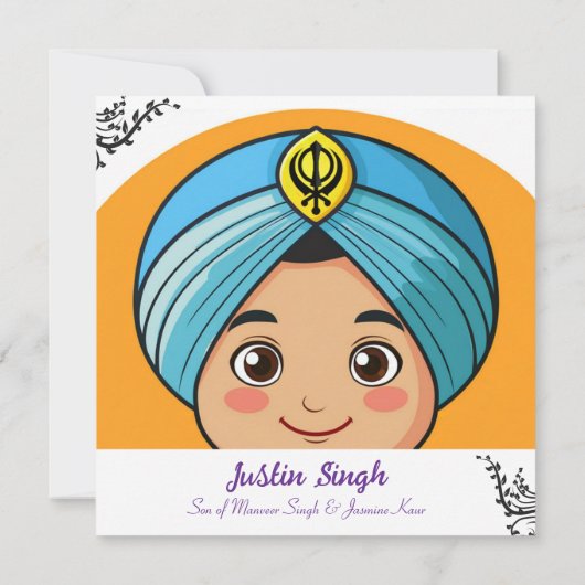 Dastar Bandi Ceremony Invitation Kaart (Achterkant)