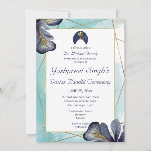 Dastar Bandi uitnodigingskaart sjabloon Kaart (Voorkant)