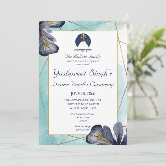 Dastar Bandi uitnodigingskaart sjabloon Kaart (Staand voorkant)