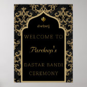 Dastar bandi welkom bord zwart goud poster (Voorkant)
