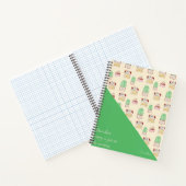 Dat Cat Life Cat Pattern Green Beige met naam Notitieboek (Binnen)