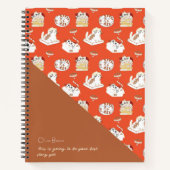 Dat Cat Life Cat Pattern Red Brown met naam Notitieboek (Voorkant)