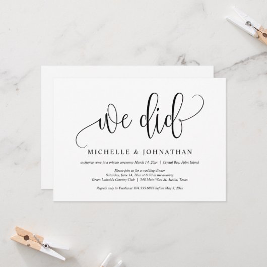 Dat deden we, Wedding Elopement Party Celebration Kaart (Voorkant / Achterkant in situ)