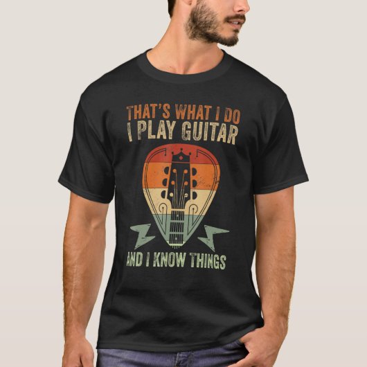 Dat doe ik met gitaar en ik weet dingen goed t-shirt (Voorkant)