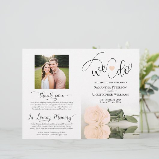 Dat doen we! Bleke Perzik Roos DIY Print Wedding P (Staand voorkant)