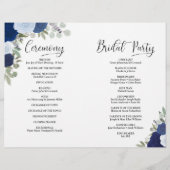 Dat doen we! Blue Boho Rozen DIY Vouw Trouwprogram (Achterkant)