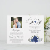 Dat doen we! Blue Boho Rozen DIY Vouw Trouwprogram (Staand voorkant)