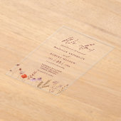 Dat doen we! Boho botanische rustieke wilde bloeme Acryl Uitnodigingen (Laagn)