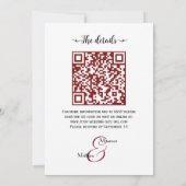 Dat doen we! Bourgogne Bloemen Script QR Code Huwe Kaart (Achterkant)