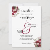 Dat doen we! Bourgogne Floral Modern Script Weddin Kaart (Voorkant)