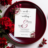 Dat doen we! Bourgogne Floral Modern Script Weddin Kaart
