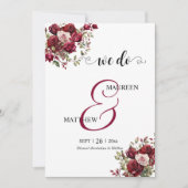 Dat doen we! Bourgogne Floral Modern Script Weddin Save The Date (Voorkant)