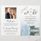 Dat doen we! Dusty Blue Roos DIY Vouw Trouwprogram (Voorkant)