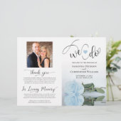 Dat doen we! Dusty Blue Roos DIY Vouw Trouwprogram (Staand voorkant)