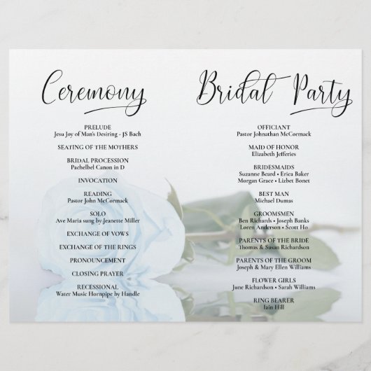 Dat doen we! Dusty Blue Roos DIY Vouw Trouwprogram (Achterkant)